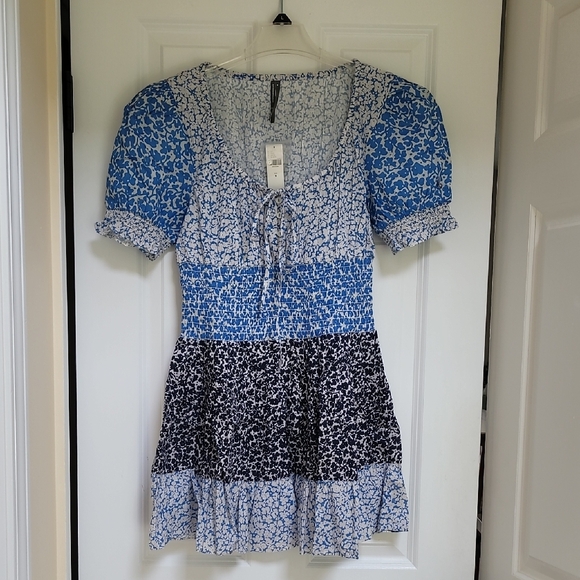 Anthropologie Puff-Sleeve Tiered Mini Dress - Picture 3 of 10
